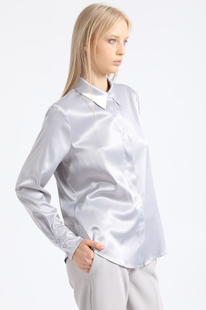 Blusa Basica Satin, Gris Liola-3