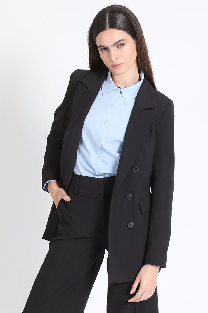 Blazer Clásico Cruzado Negro Liola-0