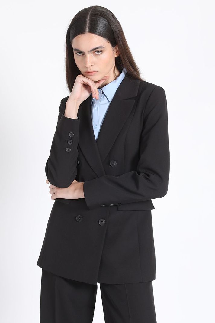 Blazer Clásico Cruzado Negro Liola-3