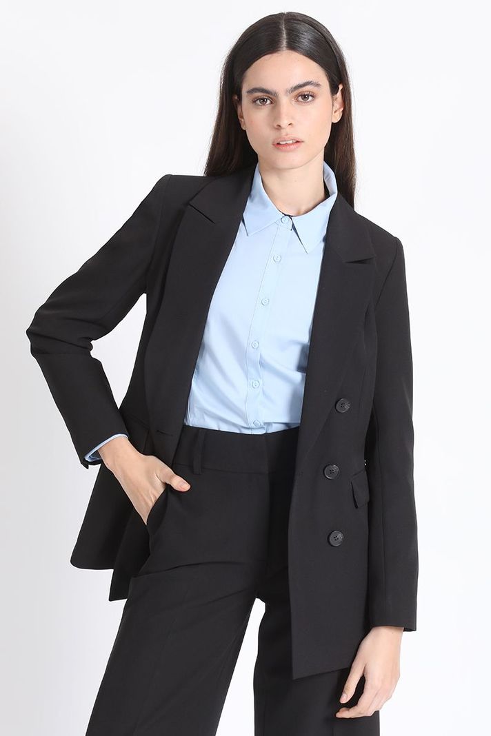 Blazer Clásico Cruzado Negro Liola-4