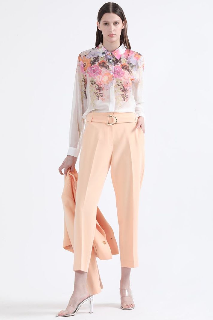 Pantalon Sastre Tiro Alto Con Cinturon, Durazno Liola-0