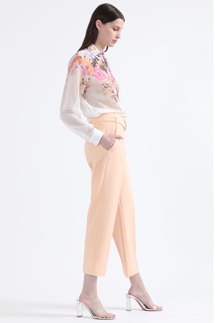 Pantalon Sastre Tiro Alto Con Cinturon, Durazno Liola-1