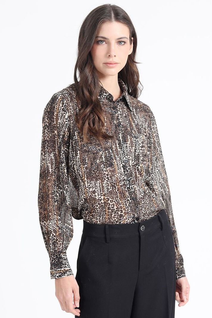 Blusa Estampado Animal Print, Café Liola-0
