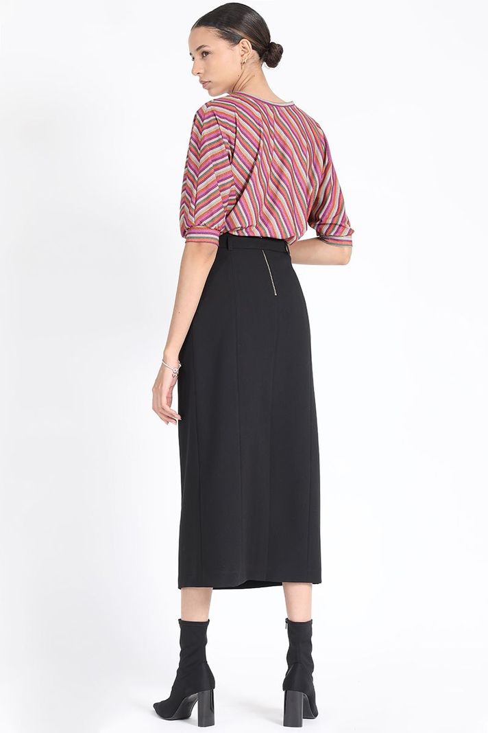 Falda Midi Con Cinturon, Negro Liola-4