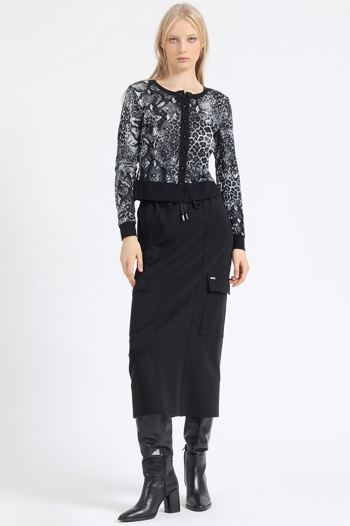 Cardigan Animal Print, Negro Liola-1