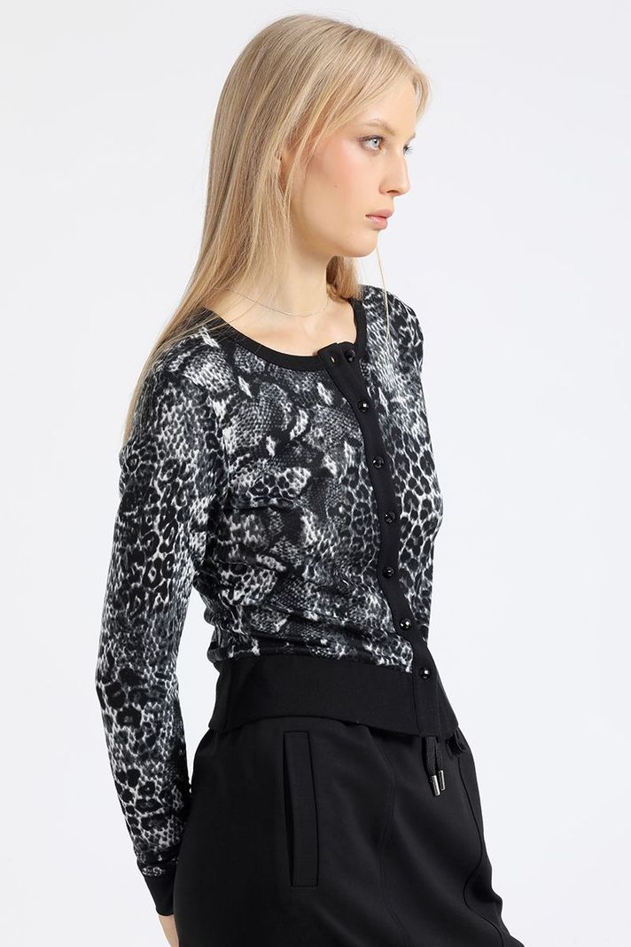 Cardigan Animal Print, Negro Liola-2