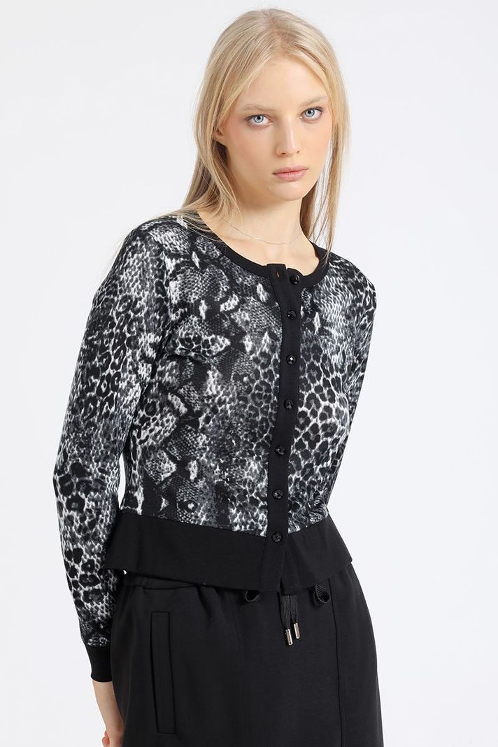 Cardigan Animal Print, Negro Liola-3