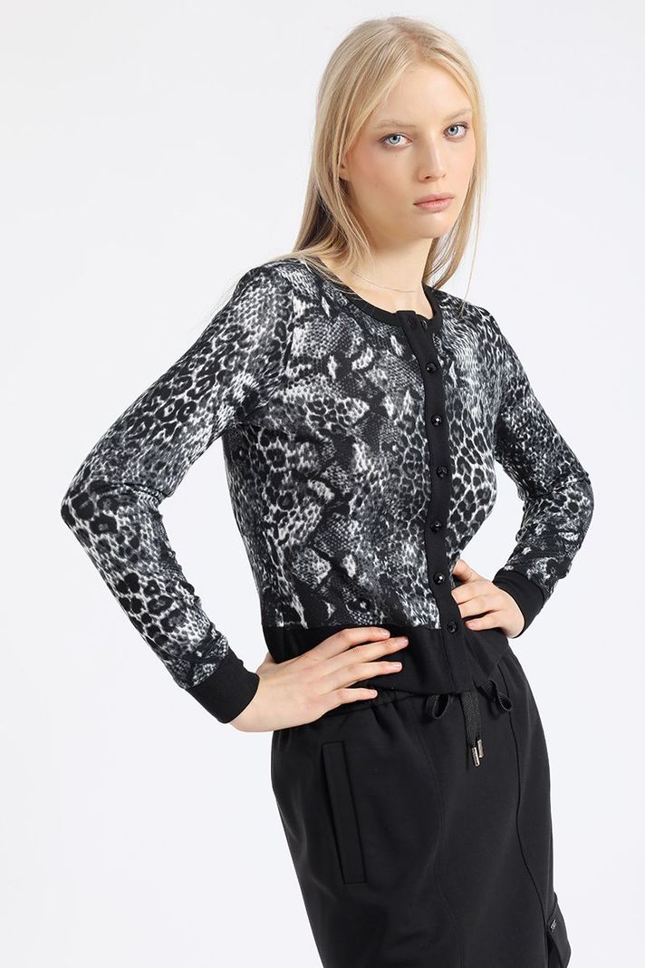 Cardigan Animal Print, Negro Liola-4