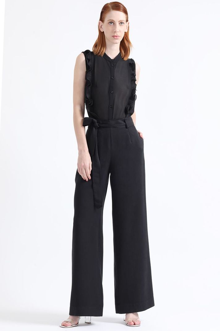 Pantalon Ancho Tiro Alto, Negro Liola-0