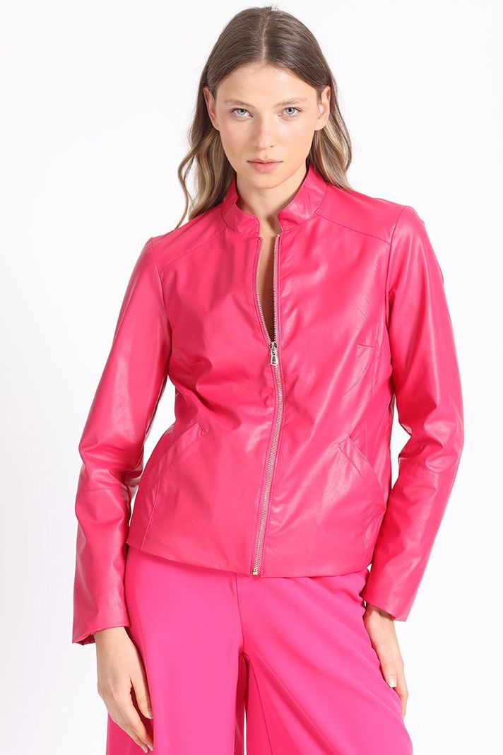 Chaqueta Efecto Cuero, Fucsia Liola-0