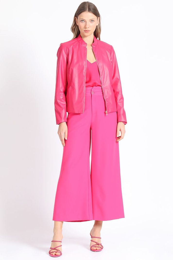 Chaqueta Efecto Cuero, Fucsia Liola-1