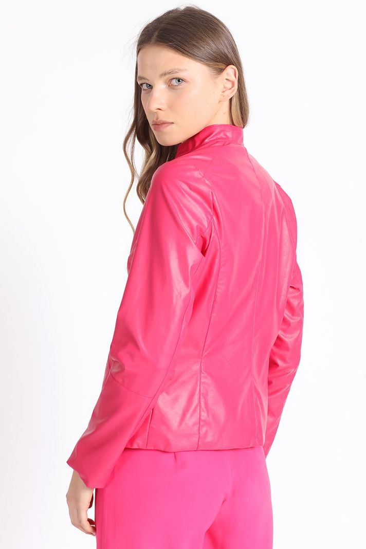 Chaqueta Efecto Cuero, Fucsia Liola-3