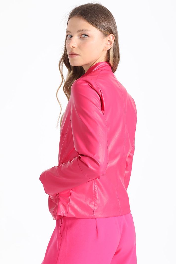Chaqueta Efecto Cuero, Fucsia Liola-4