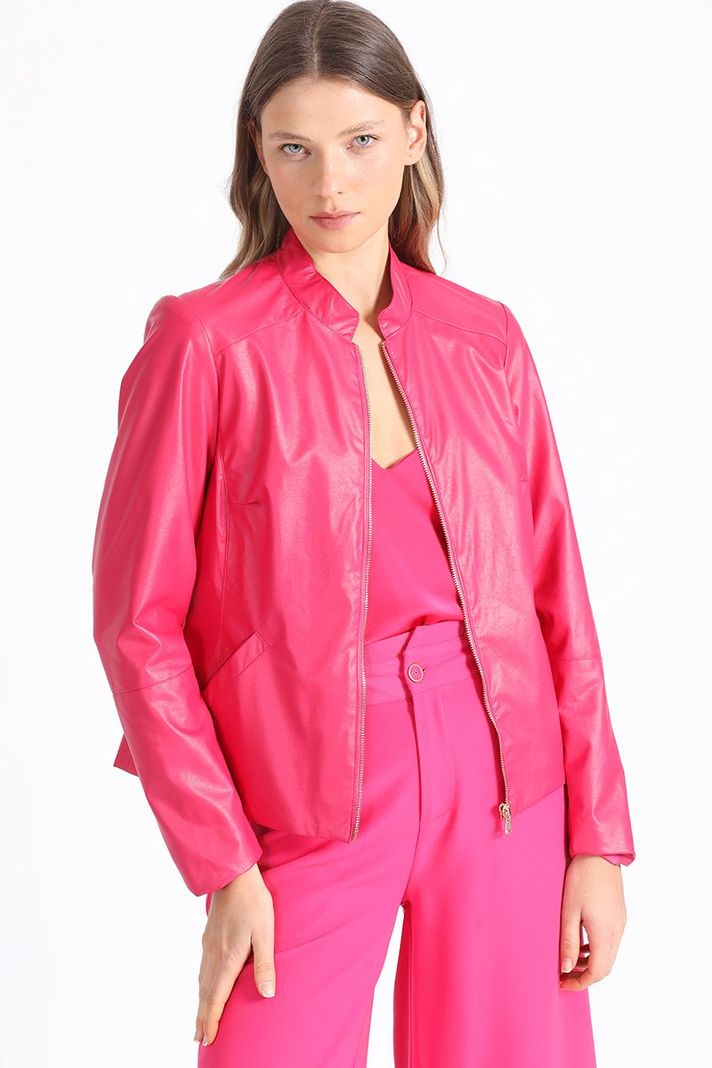 Chaqueta Efecto Cuero, Fucsia Liola-5