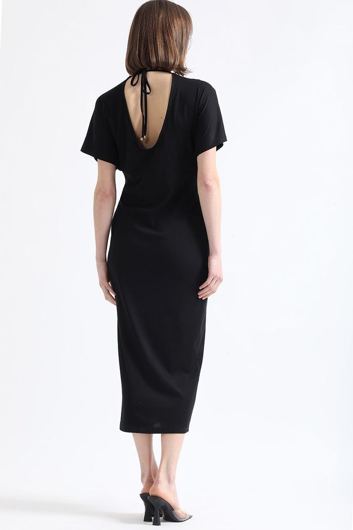 Vestido Largo Cruce Frontal, Negro Liola-3