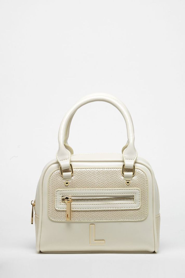 Cartera Efecto Cuero Mezcla Con Piton, Crudo Liola-0
