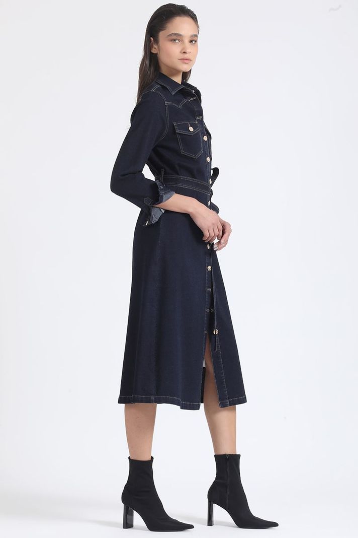 Vestido Midi Denim, Indigo Liola-0