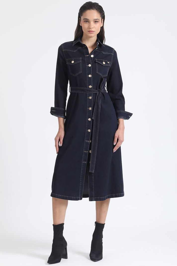 Vestido Midi Denim, Indigo Liola-2