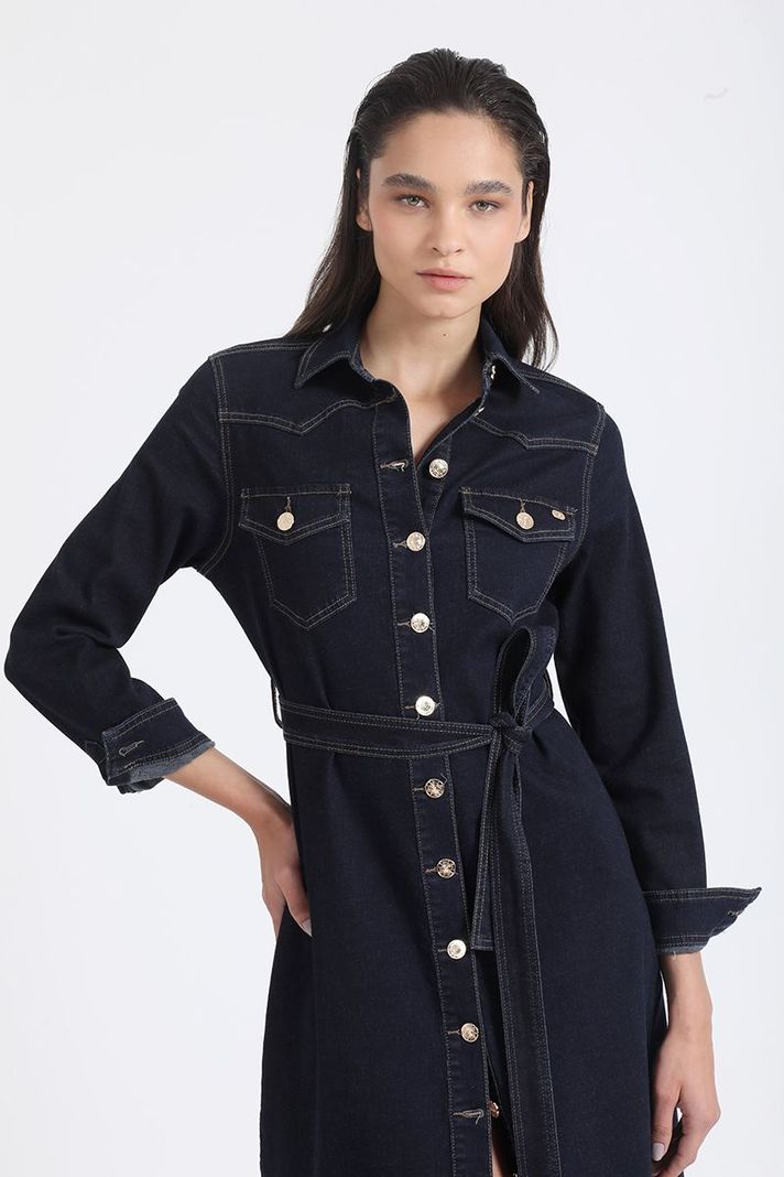 Vestido Midi Denim, Indigo Liola-6