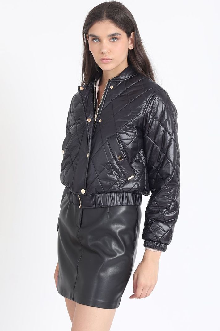 Parka Corta Bomber, Negro Liola-2