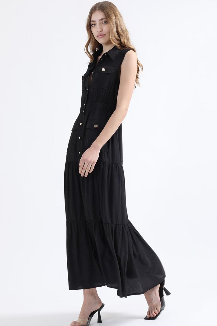 Vestido Maxi Cargo, Negro Liola-0