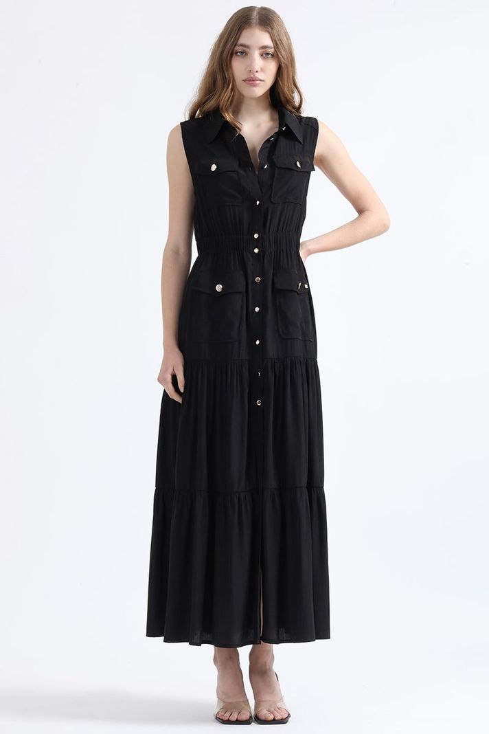 Vestido Maxi Cargo, Negro Liola-1