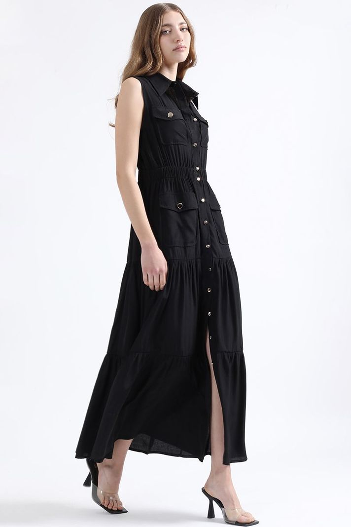 Vestido Maxi Cargo, Negro Liola-5
