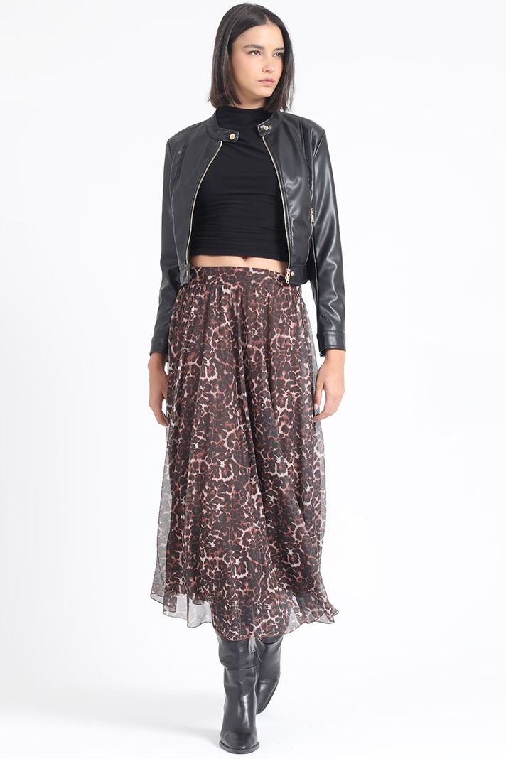 Chaqueta Crop Efecto Cuero, Negro Liola-2