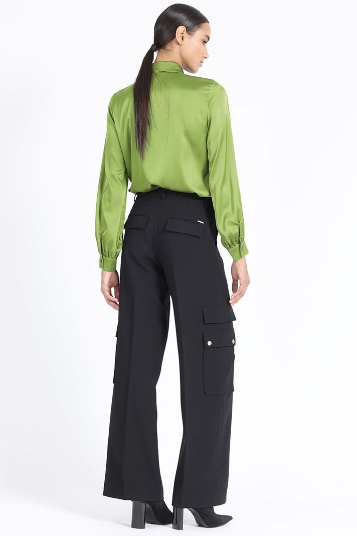 Pantalon Cargo Ancho, Negro Liola-4