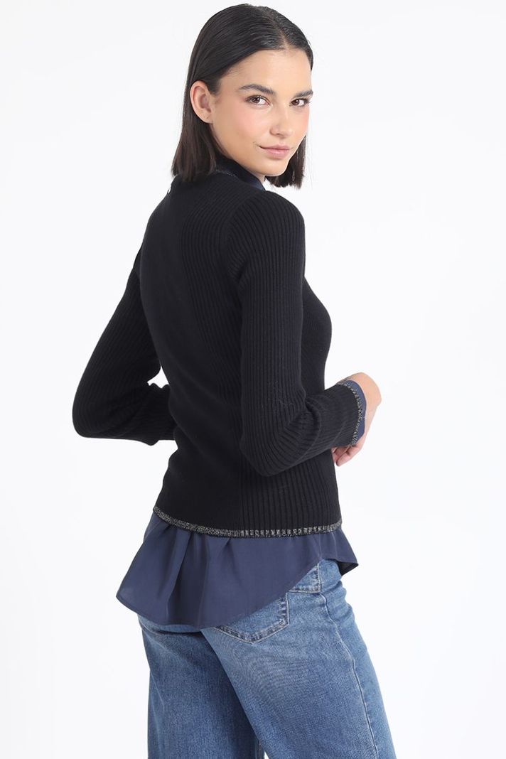 Sweater Punto Con Detalles Hilo Metalizado, Chocolate Liola-2