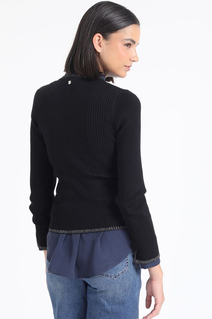 Sweater Punto Con Detalles Hilo Metalizado, Chocolate Liola-3