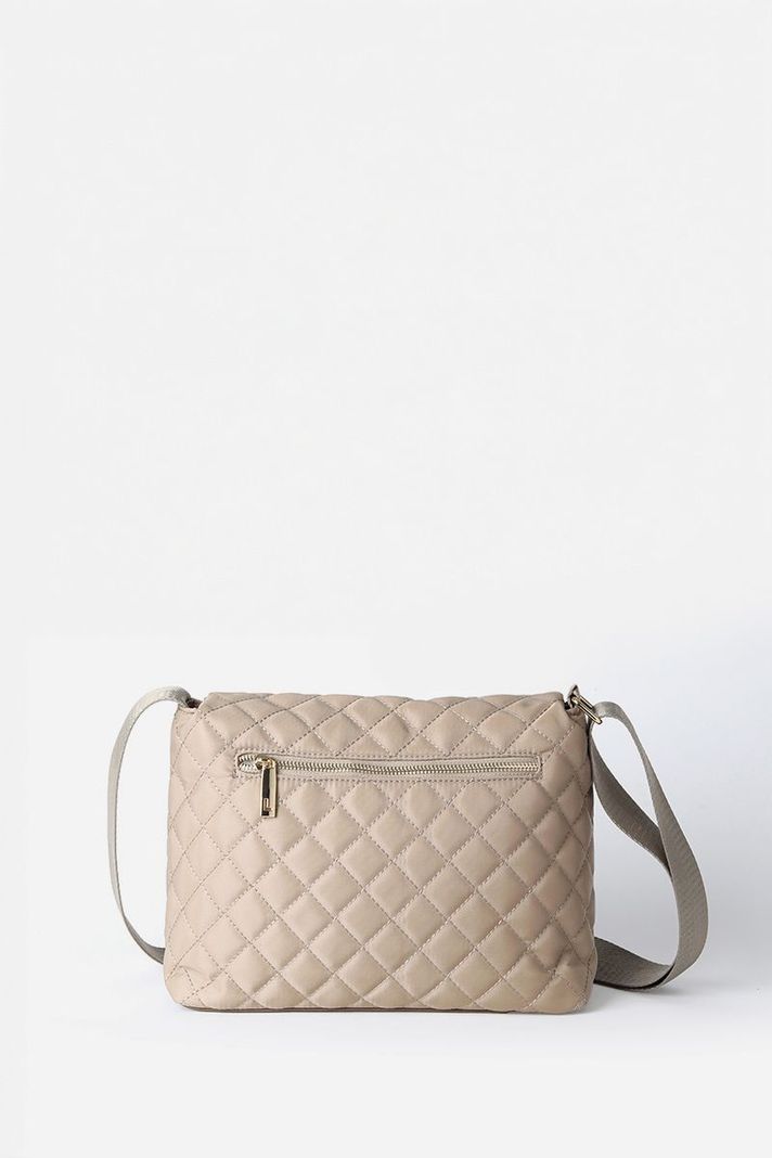 Bolso Tela Acolchado Y Aplicación Efecto Cuero, Beige Liola-2
