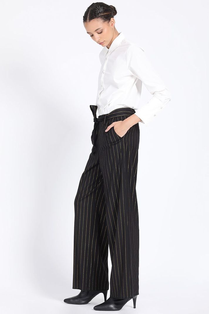 Pantalon Sastre, Raya Diplomatica Oro, Negro Liola-2