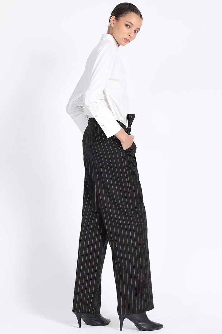 Pantalon Sastre, Raya Diplomatica Oro, Negro Liola-3