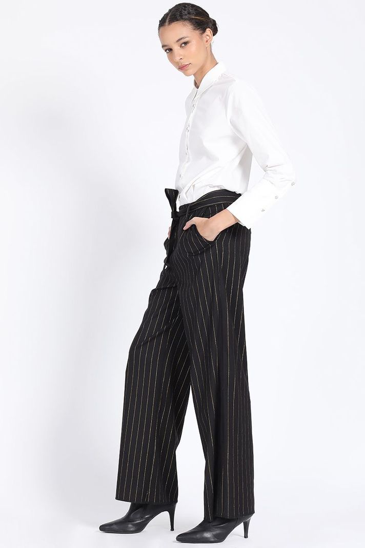 Pantalon Sastre, Raya Diplomatica Oro, Negro Liola-4