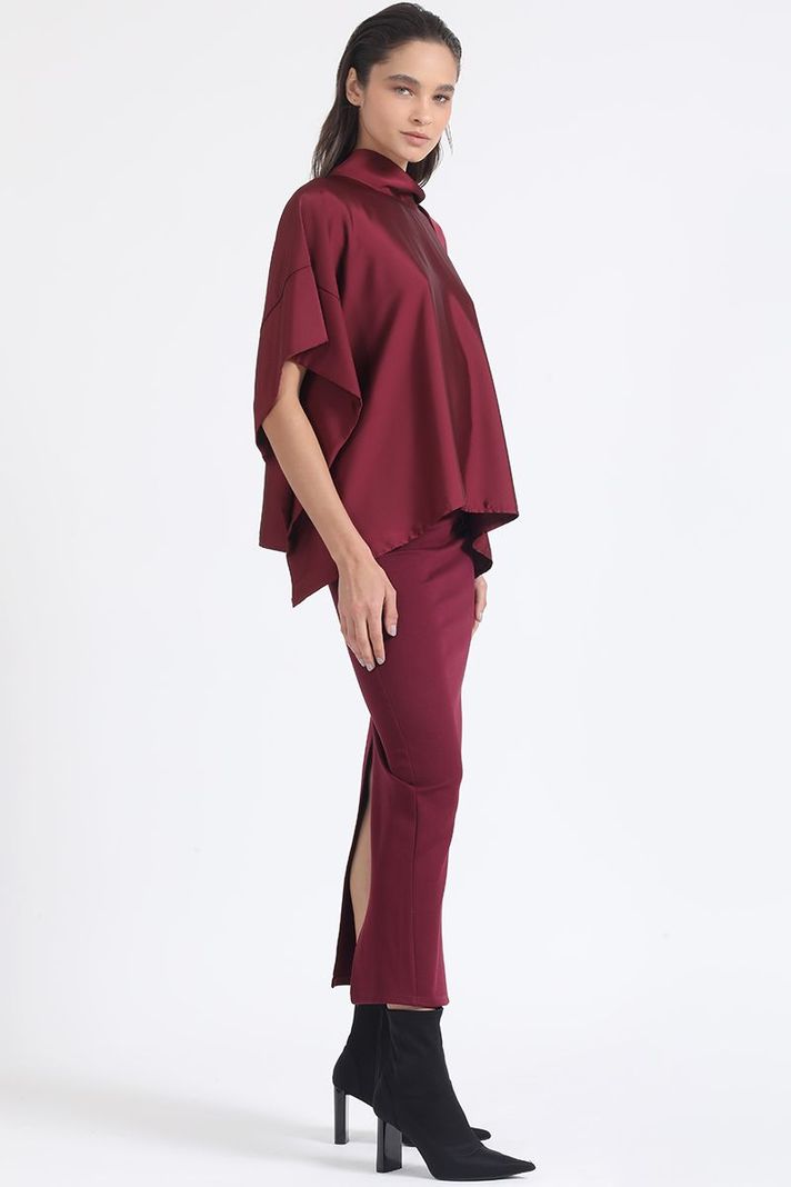 Bluson Amplio Tipo Poncho, Satin Vino Liola-1