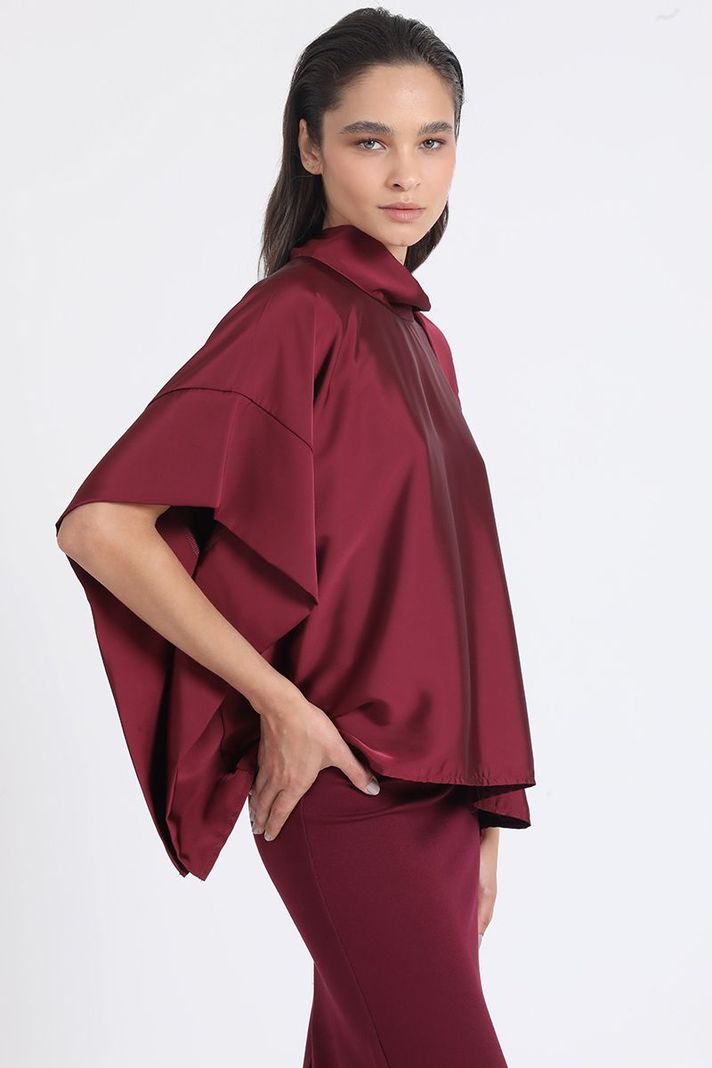 Bluson Amplio Tipo Poncho, Satin Vino Liola-3