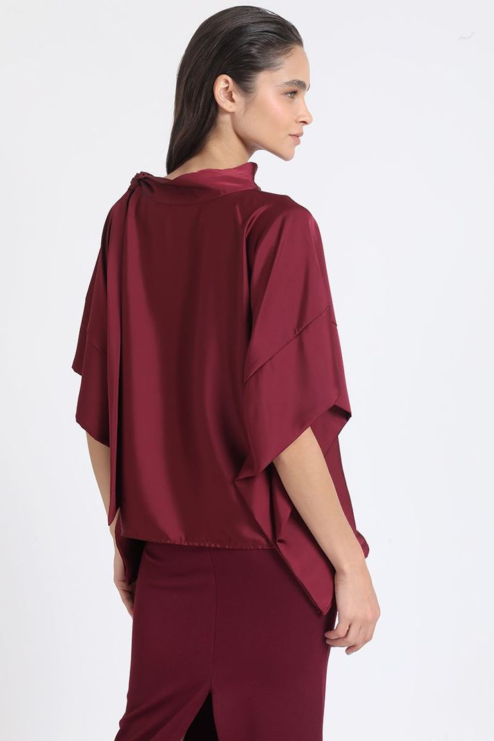 Bluson Amplio Tipo Poncho, Satin Vino Liola-5