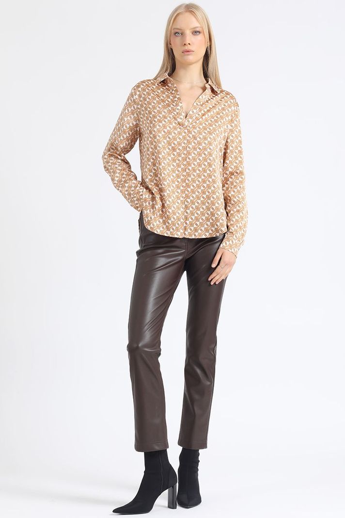 Blusa Satin Estampado Geo, Naranjo Liola-1