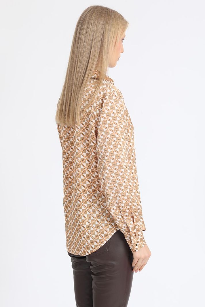 Blusa Satin Estampado Geo, Naranjo Liola-4