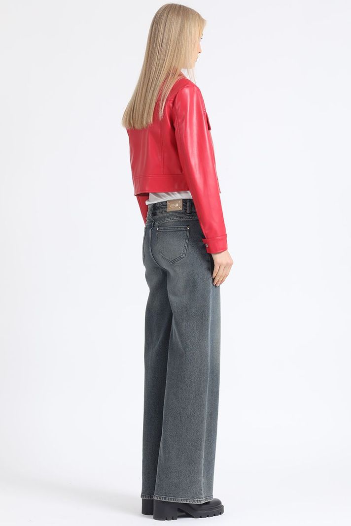 Jeans Straight Tiro Medio, Vintage, Café Liola-2