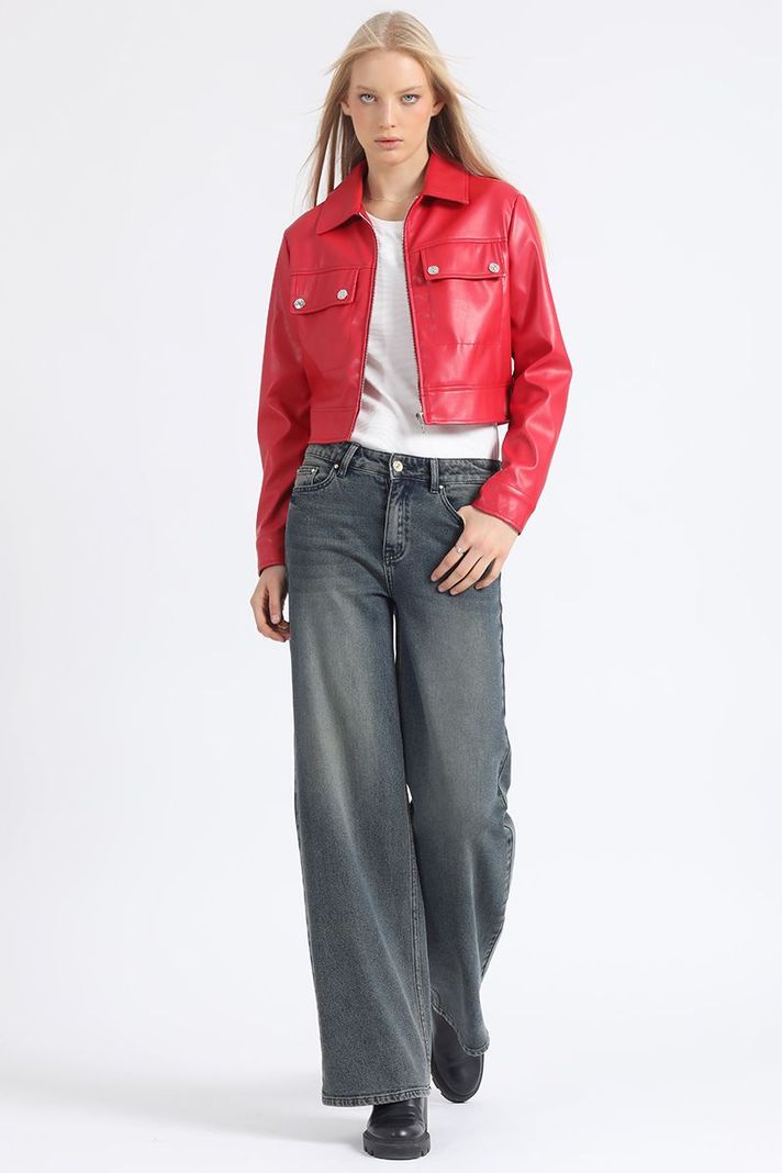 Jeans Straight Tiro Medio, Vintage, Café Liola-4