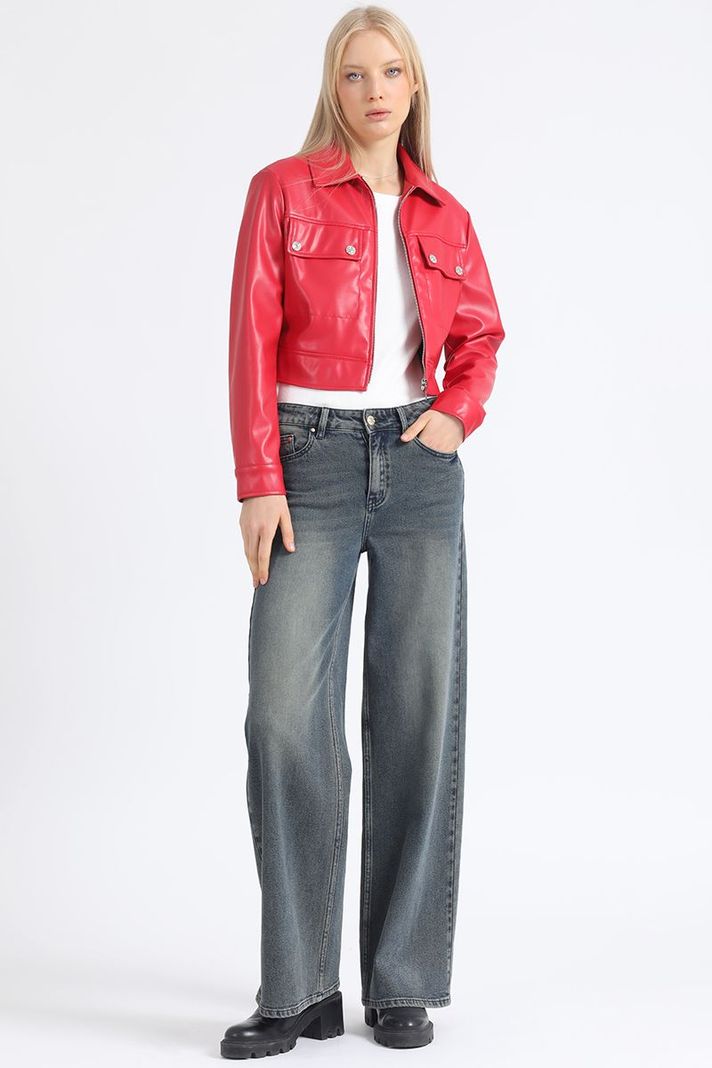 Jeans Straight Tiro Medio, Vintage, Café Liola-5