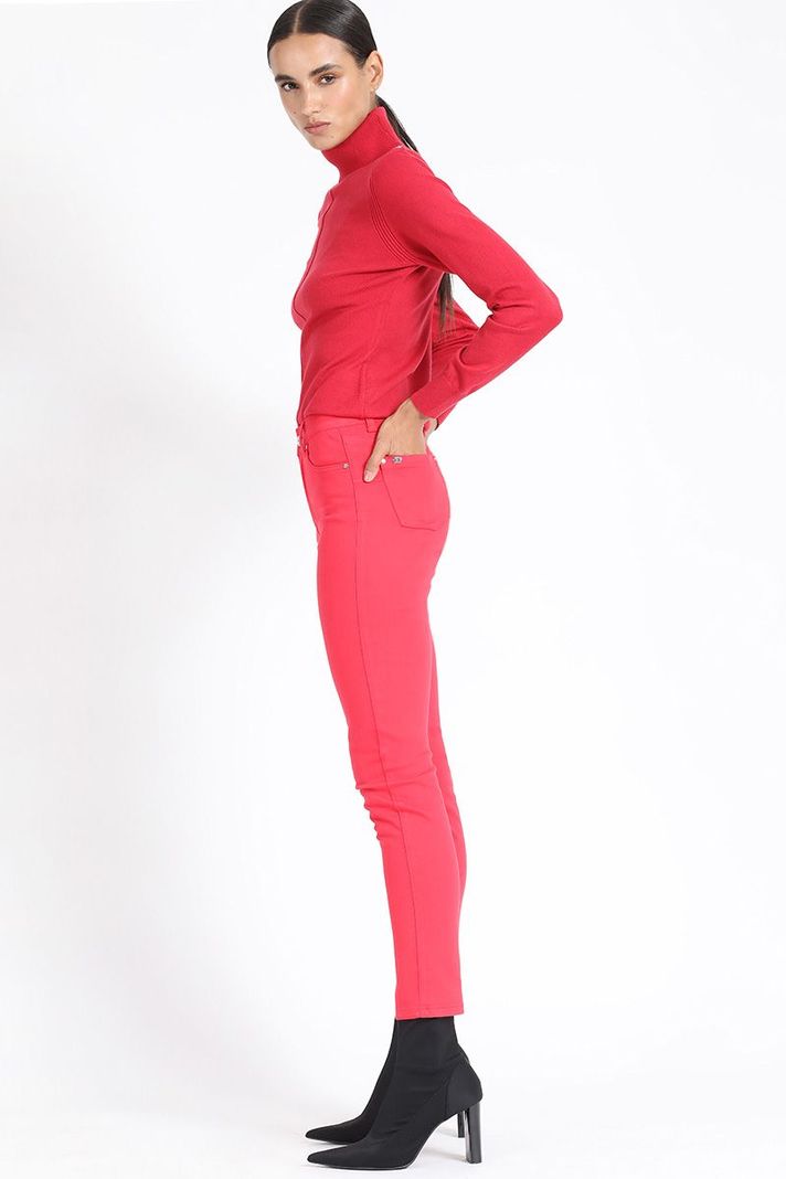 Pantalon  Skinny Tiro Medio, Rojo Liola-1