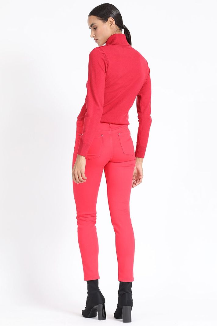 Pantalon  Skinny Tiro Medio, Rojo Liola-2