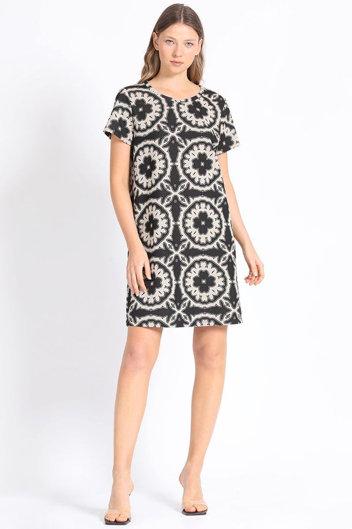 Vestido Midi Estampado Negro Liola-2