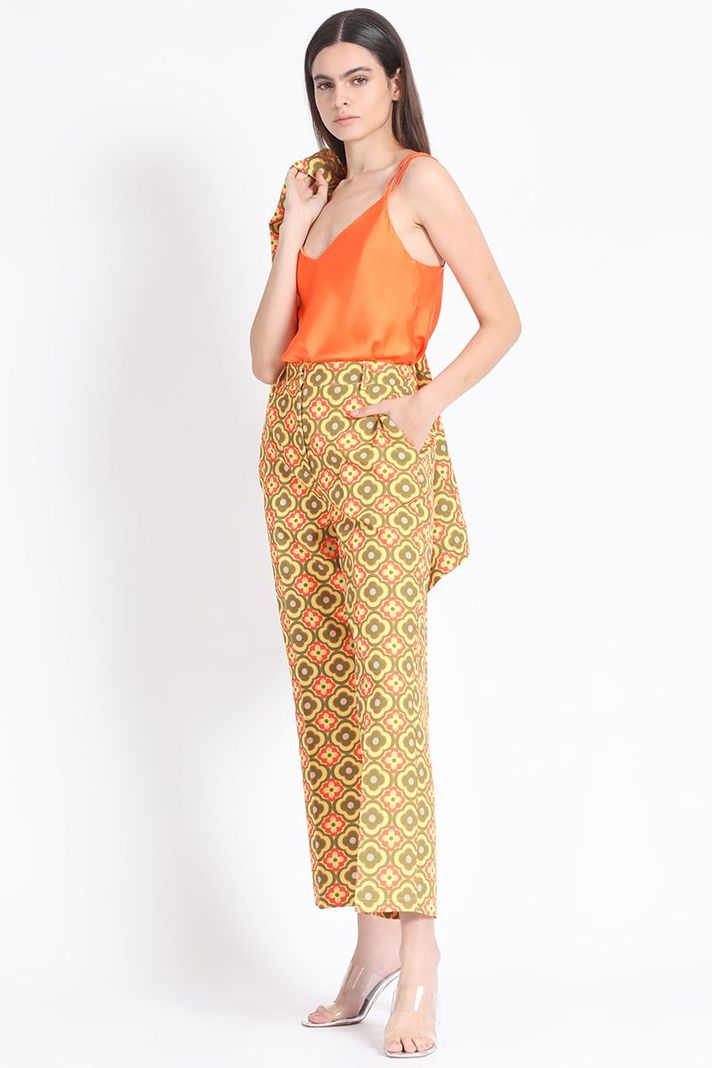 Pantalon Recto Estampado Verde Liola-1