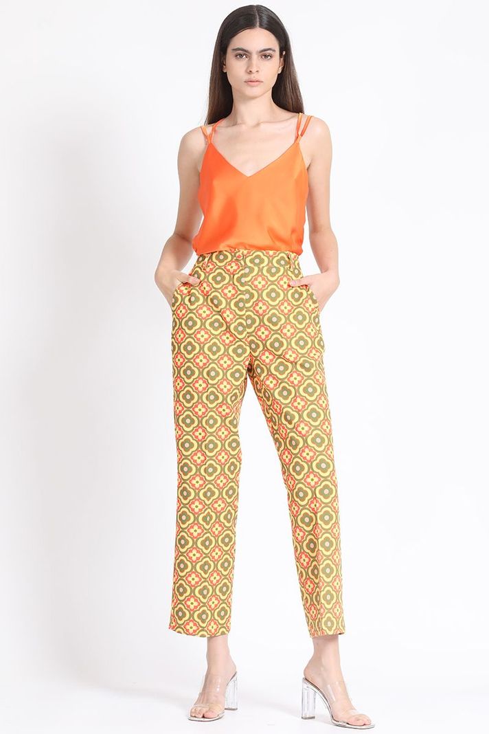 Pantalon Recto Estampado Verde Liola-2