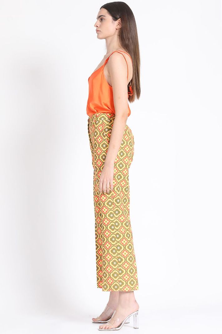 Pantalon Recto Estampado Verde Liola-3
