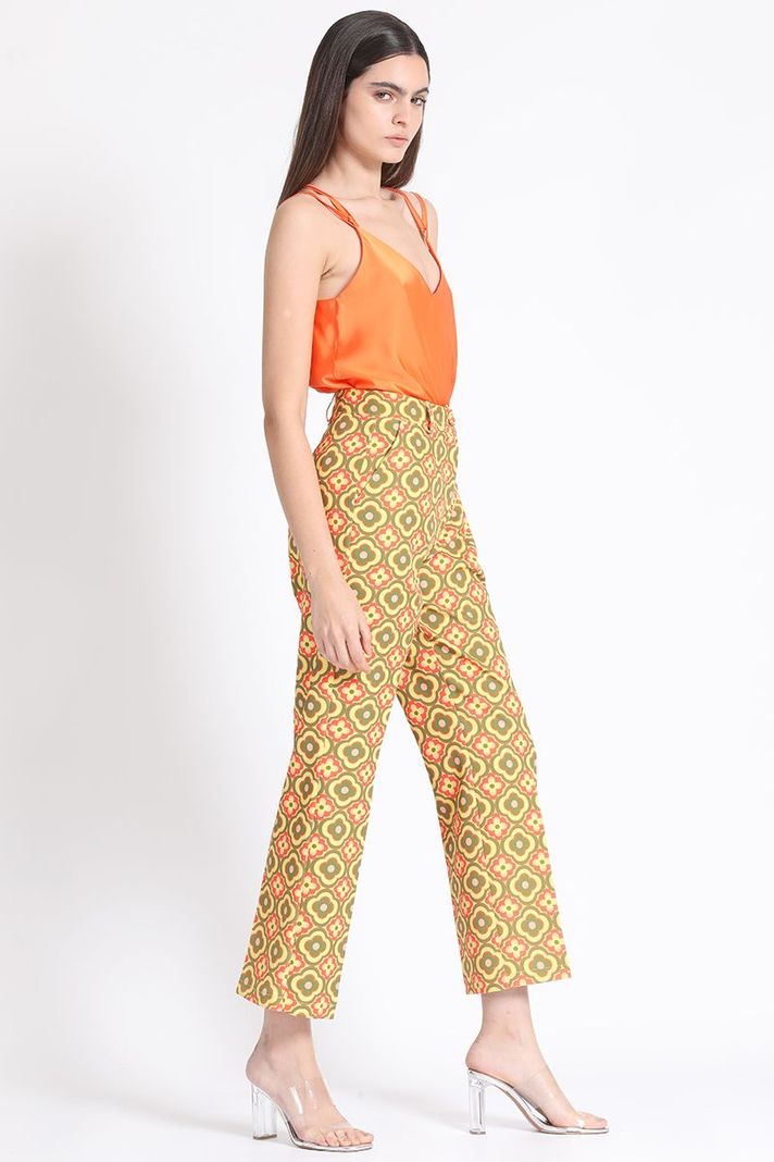 Pantalon Recto Estampado Verde Liola-5